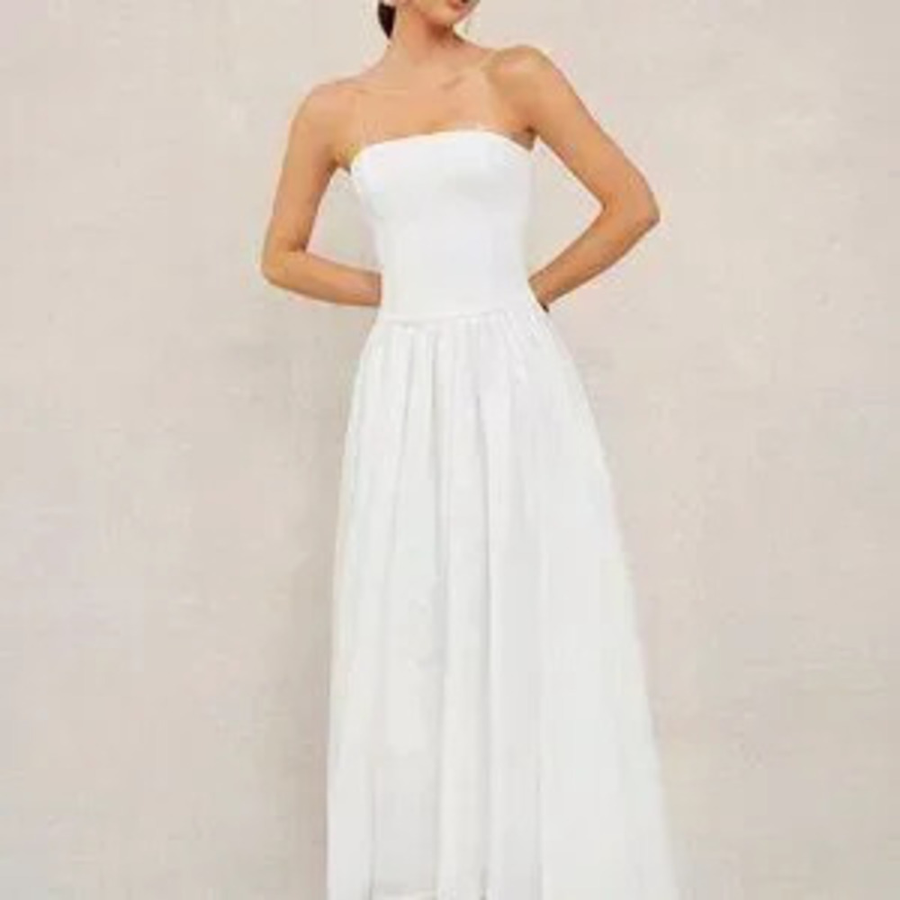 ZARA White Boho Women's Beach Vacation Long Dress With Bandeau Top